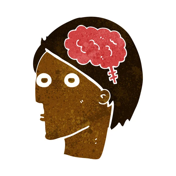 Cartoon head with brain symbol — Stock Vector