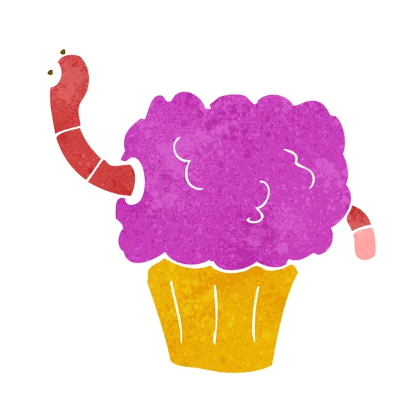 Cartoon worm in cupcake — Stockvector