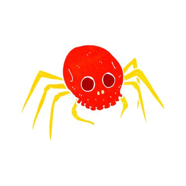 karikatür spooky halloween kafatası örümcek