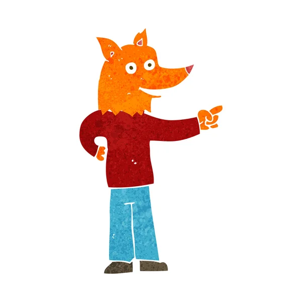 Kreslená liška muž ukazuje — Stockový vektor