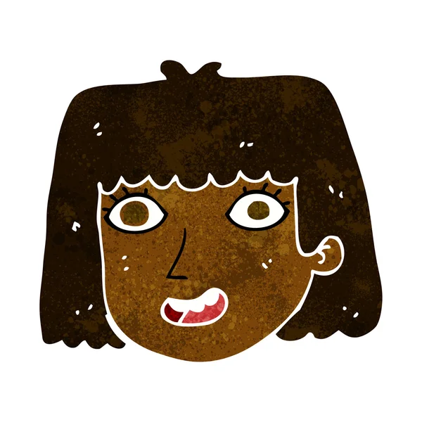 Dessin animé heureux visage féminin — Image vectorielle