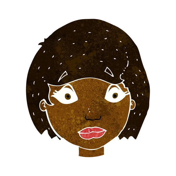 Endişeli kadın yüzü cartoon — Stok Vektör