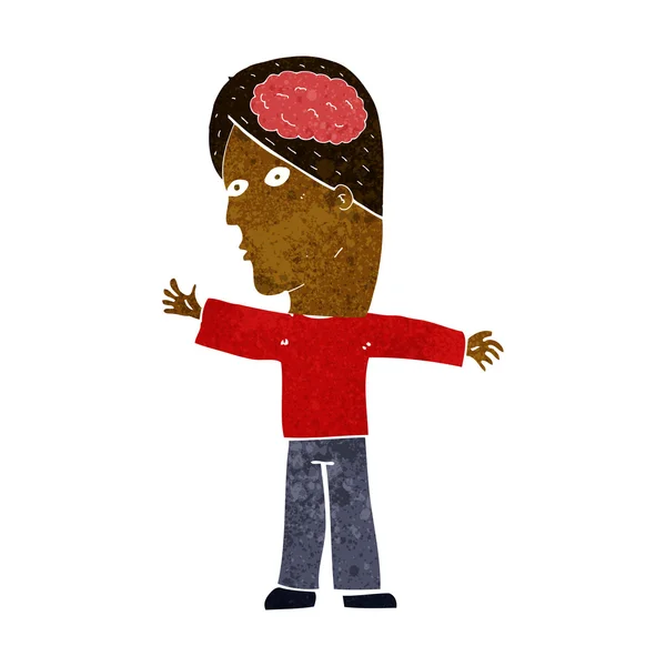 Cartoon man with brain — Stock Vector