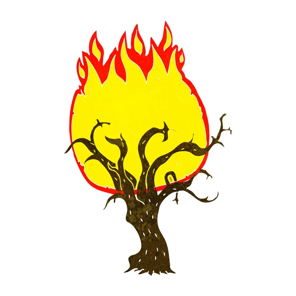 Dibujos animados árbol de invierno en llamas — Archivo Imágenes Vectoriales