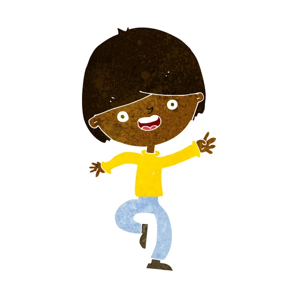 Desenho animado menino feliz dançando — Vetor de Stock