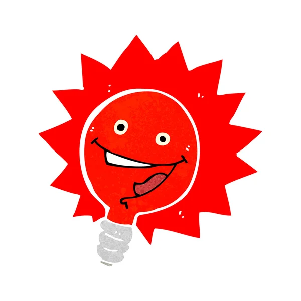 Glücklich blinkende rote Glühbirne Karikatur — Stockvektor