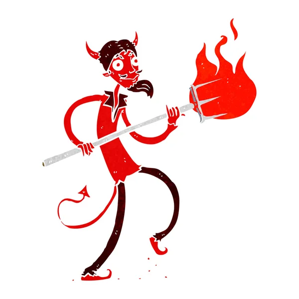 Diable de bande dessinée avec fourche — Image vectorielle