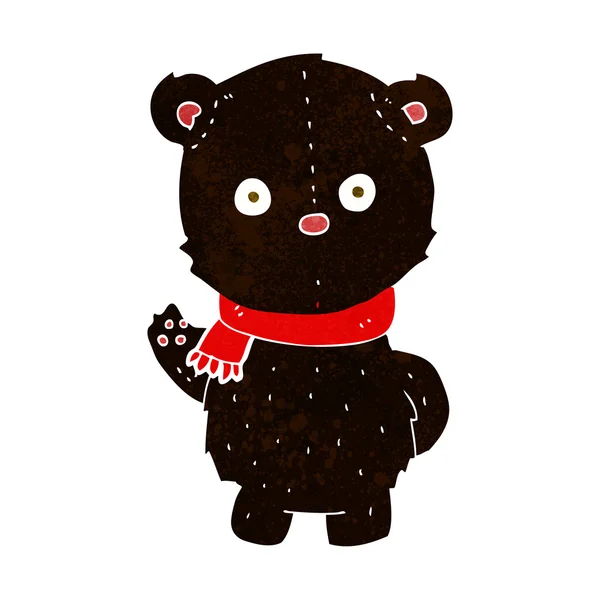 Desenho animado acenando filhote de urso preto —  Vetores de Stock