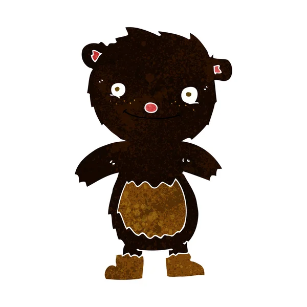 Kreslený medvídek černý nošení bot — Stockový vektor
