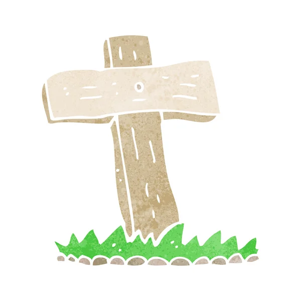 Kreskówka drewniany krzyż grób — Wektor stockowy
