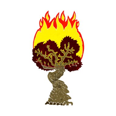 karikatür yanan ağaç
