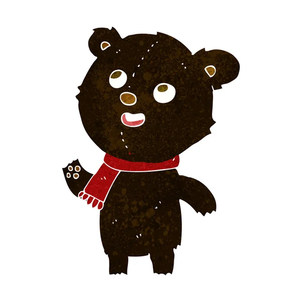 Urso preto dos desenhos animados usando cachecol — Vetor de Stock