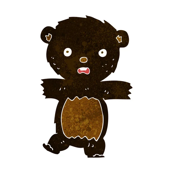 Desenho animado chocado urso preto filhote — Vetor de Stock