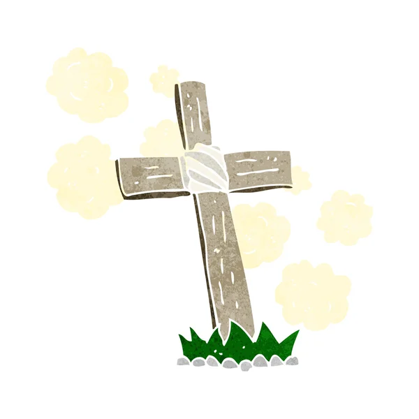 卡通木制十字架坟墓 — 图库矢量图片