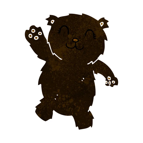 Kartun melambaikan beruang hitam - Stok Vektor