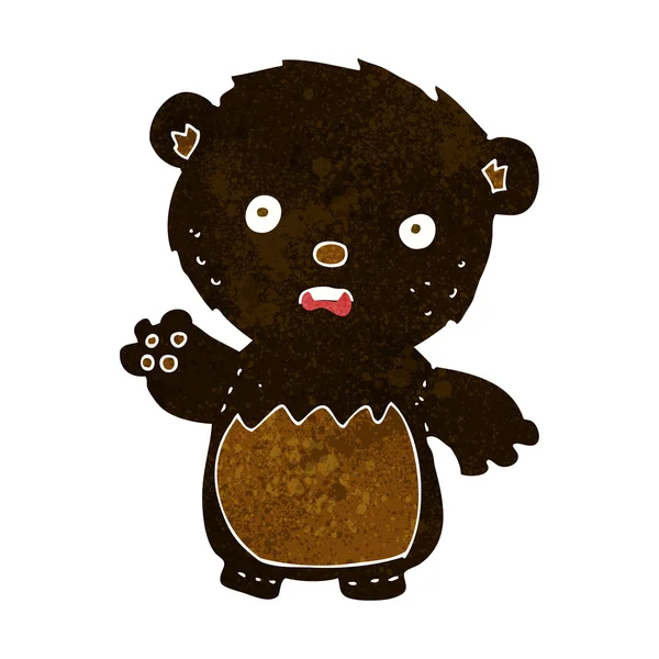 Dessin animé inquiet ours noir — Image vectorielle