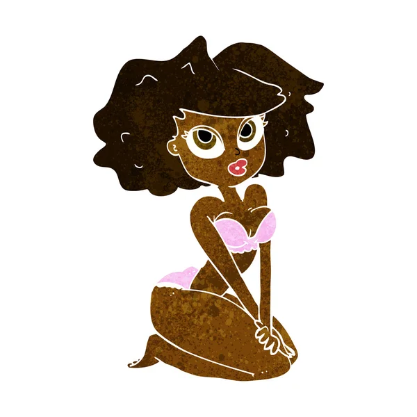 Mujer de dibujos animados con bikini — Vector de stock