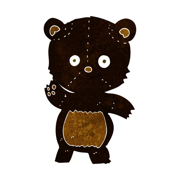 Dibujos animados ondeando oso negro — Vector de stock