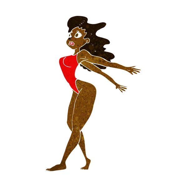 Dessin animé femme sexy en maillot de bain — Image vectorielle