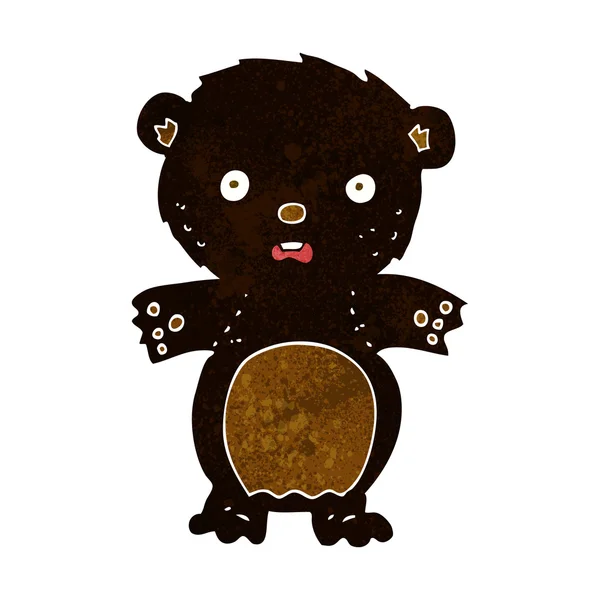 Spaventato orso nero cartone animato — Vettoriale Stock