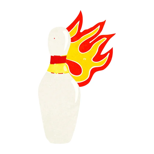 Desenho animado dez pino boliche skittle no fogo — Vetor de Stock