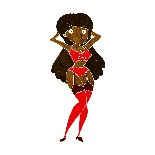 Dessin animé femme en lingerie — Image vectorielle