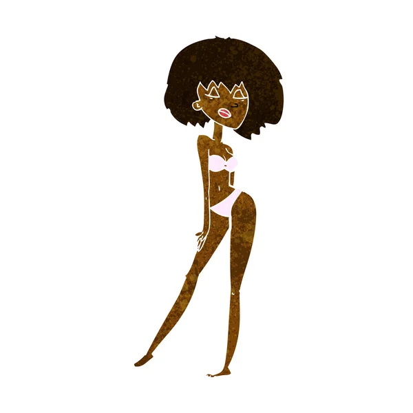 Mujer de dibujos animados en bikini — Vector de stock