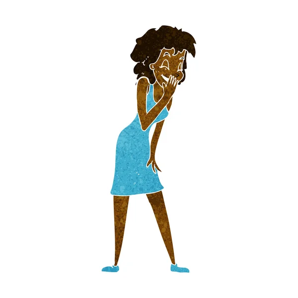 Mujer de dibujos animados riendo — Vector de stock