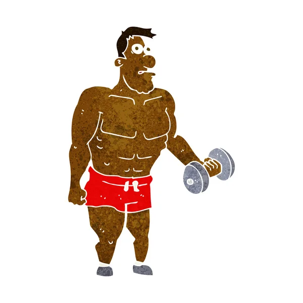 Cartoon man lifting weights — Stock Vector