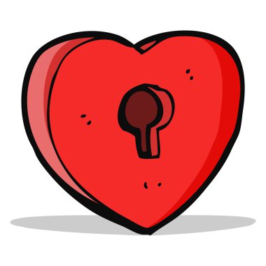 anahtar delikli karikatür kalp
