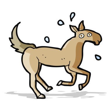 cartoon paard zweten