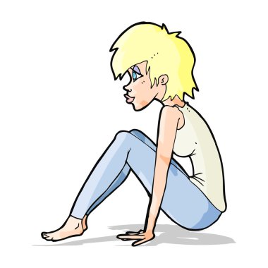 çizgi film kadın oturuyordu