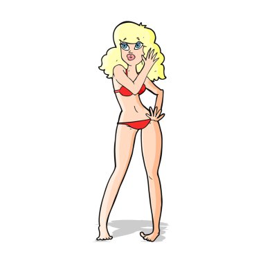 bikinili güzel bir kadın karikatür