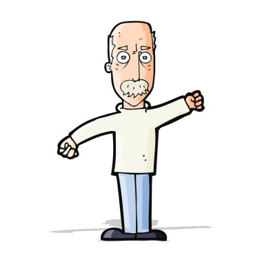 Çizgi film kızgın yaşlı adam.