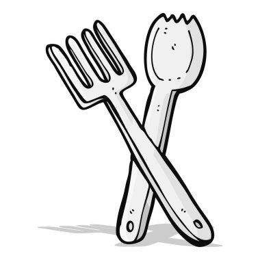 karikatür çatal bıçak takımı