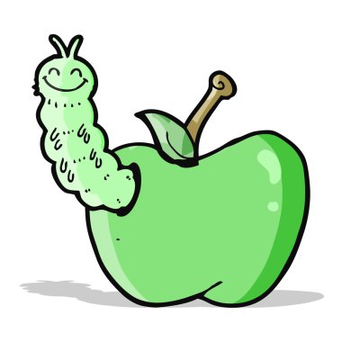 çizgi film böceği elma yiyor.