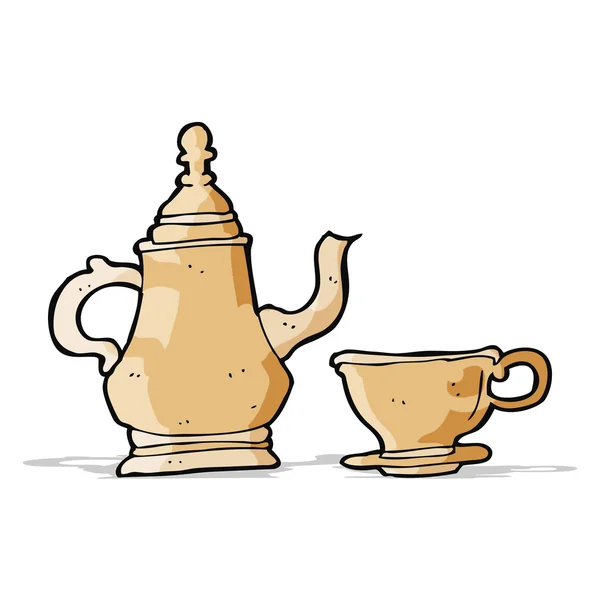 Cartoon Kaffeekanne und Tasse — Stockvektor