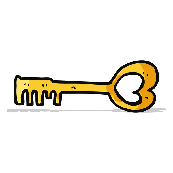 Cartoon heart shaped key — Stock Vector