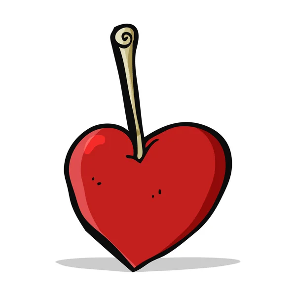 Karikatür kalp kiraz — Stok Vektör