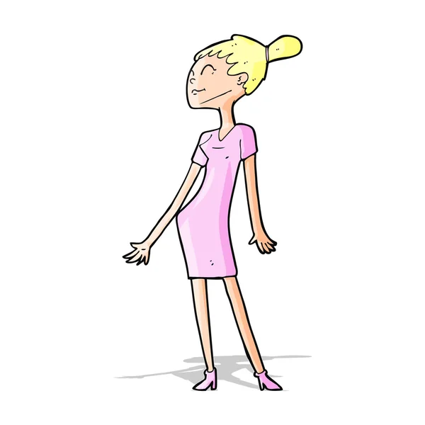 Γυναίκα κινουμένων σχεδίων σε φόρεμα — Διανυσματικό Αρχείο