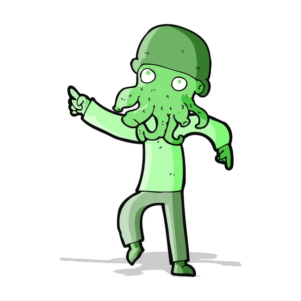 Dessin animé alien homme danse — Image vectorielle