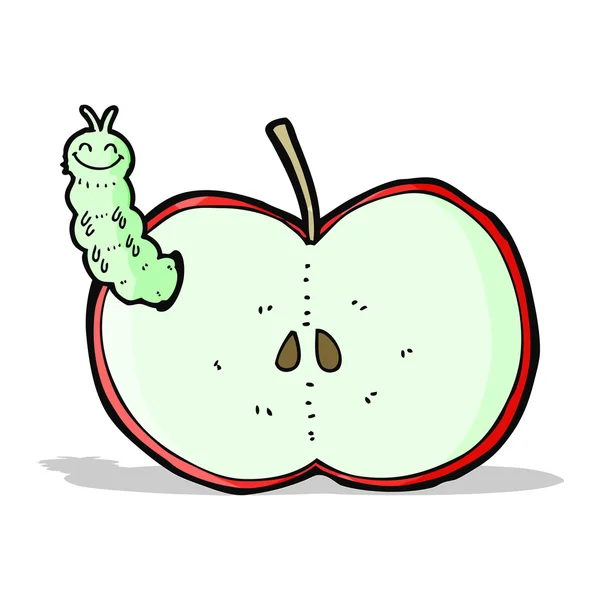 Cartoon bug eating apple — Stock Vector