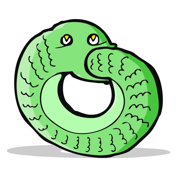Cartone animato serpente mangiare proprio coda — Vettoriale Stock