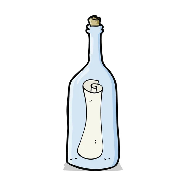 Karikaturenbrief in der Flasche — Stockvektor