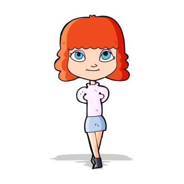 karikatür mutlu kız