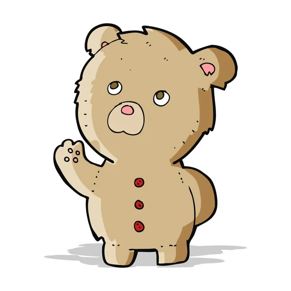 Dibujos animados ondeando oso de peluche — Vector de stock