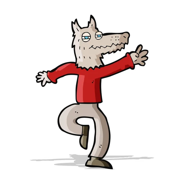 Άνθρωπος ευτυχισμένος λύκος κινουμένων σχεδίων — Διανυσματικό Αρχείο