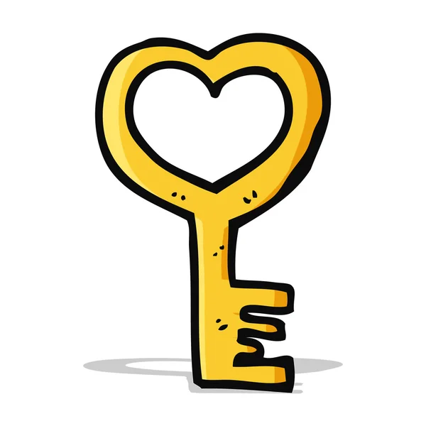Мультяшный ключ в форме сердца — стоковый вектор