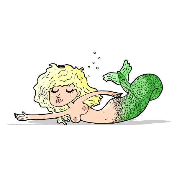 Dibujos animados sirena en topless — Archivo Imágenes Vectoriales