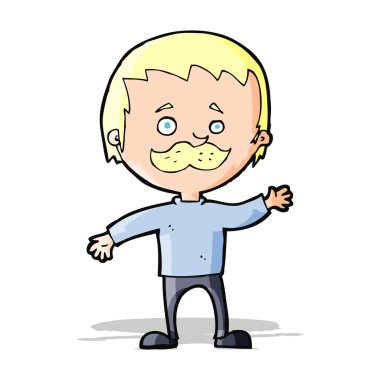 Çizgi filmdeki bıyıklı adam.